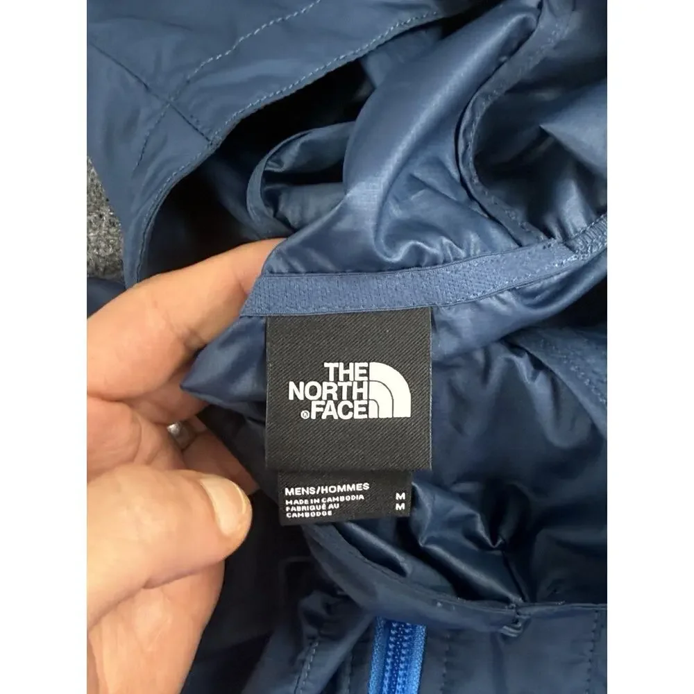 The North Face Jacket Mens Medium Windwall Windbreaker Blue Logo Hooded N157